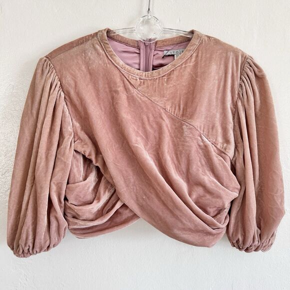 Atoir Pink Velvet Crop Wrap Top Size 2 (XS) NWOT No Retreat - Picture 1 of 8